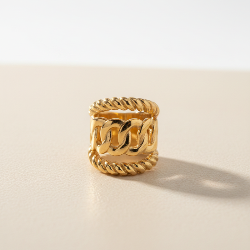 Anti-Tarnish Chunky Ring – Bold Thick Band Fashion Jewelry for Women & Girls (Pack of 1)