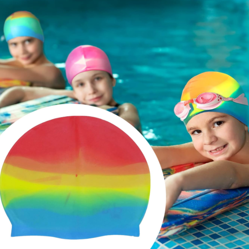 Silicone Swimming Cap – Waterproof, Stretchable & Comfortable Swim Cap for Men, Women & Kids (Random color-Pack of 1)