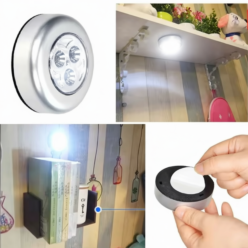 3 LED Under Cabinet White Light with Adhesive Sticker– Wireless Wall Lamp for Kitchen, Wardrobe & Staircase (Pack of 1)
