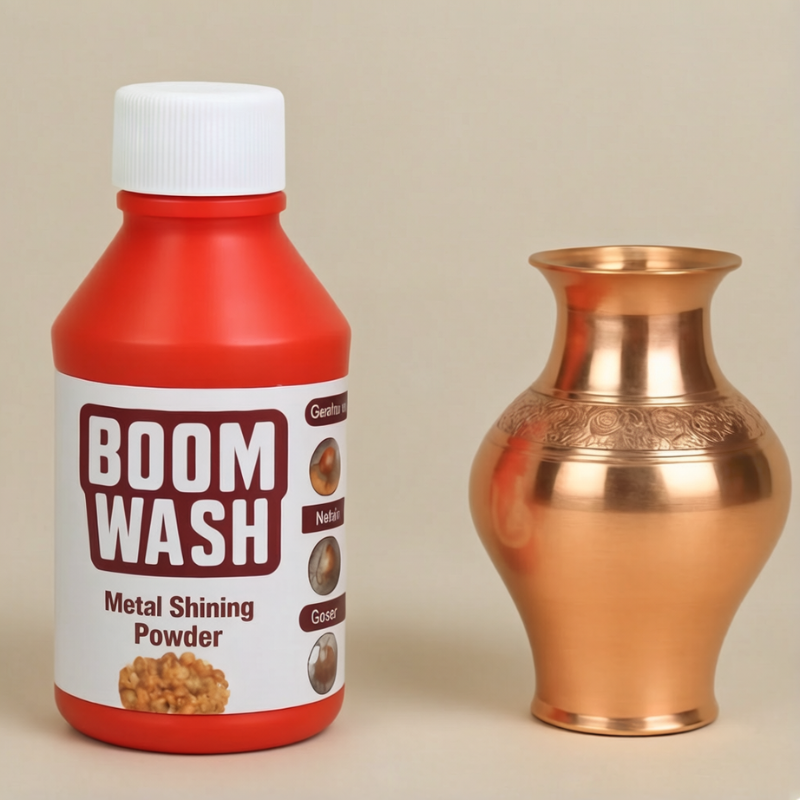 Boom Wash Metal Shining Powder (200gm)– Multi-Metal Cleaner for Copper, Brass, Steel, Silver, Aluminium & Iron