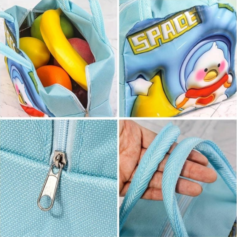 Thermal Insulated Lunch Bag – Portable Zipper Lunch Tote for Office, School & Picnic (Random Cartoon Pet Design-Pack of 1)