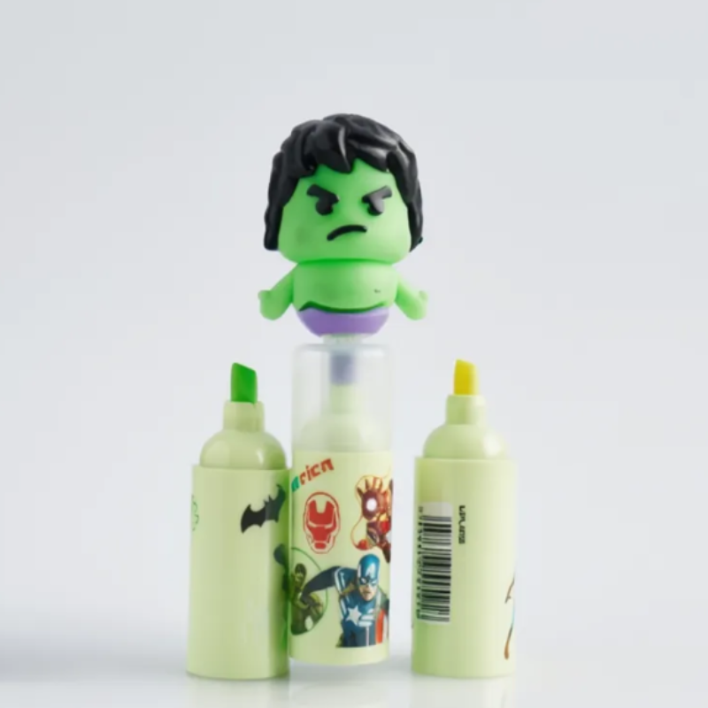 3-in-1 Highlighter Pen | Quirky & Funky Multi-Color Highlighters | Cute Cartoon Design Marker for School, Office & Study (Random Color & Character-Pack of 1)