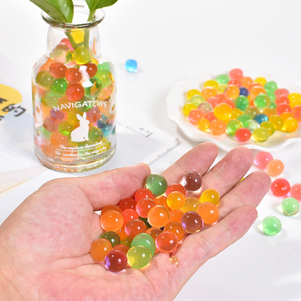 2 Pcs Water Absorbing Expansion Toy – Colored Crystal Beads for Kids & Fun Play