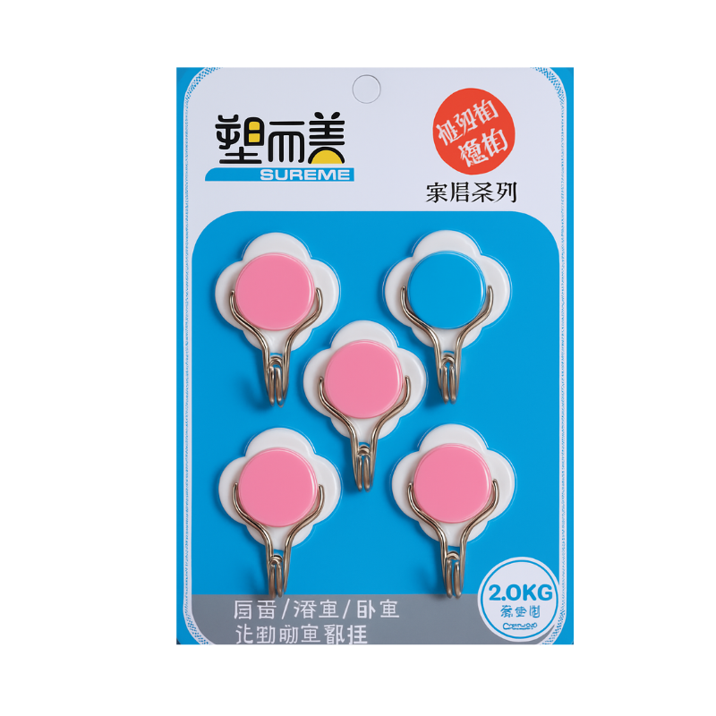 5 Pcs Multicolor Heavy Duty Adhesive Hooks – Oval & Round Wall Hooks for Bathroom, Kitchen & Home Organization