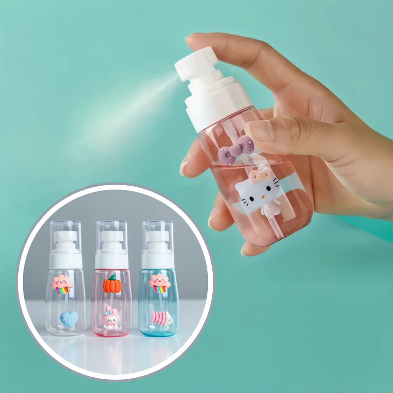 Cute Cartoon Sticker Spray Bottle – Portable Mini Spray Bottle (Random Cartoon Sticker-Pack of 1 )