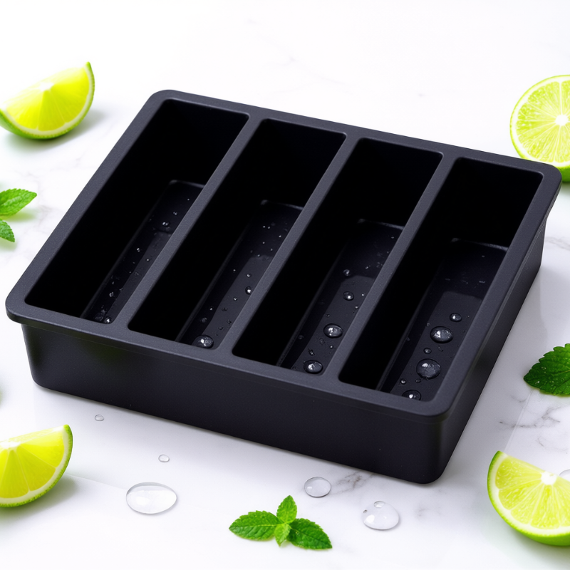4-Grid Silicone Ice Tray – Flexible Food-Grade Ice Cube Mold for Freezer, Drinks & Desserts (Pack of 1)