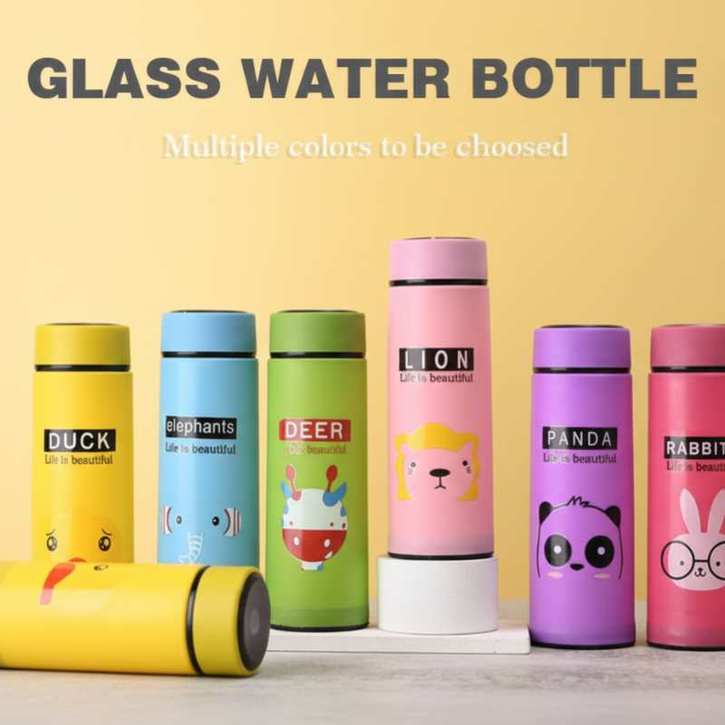 2 Pcs 400 ml Travel & Gym Eco-Friendly Reusable Glass Water Bottle – Sports Drinking Bottle ( Random Color)