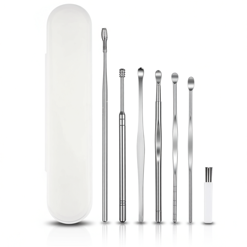 6 Pcs Ear Cleaning Tools Set with Plastic Storage Box – Multi-Functional Earwax Removal Kit for Personal Hygiene & Ear Care