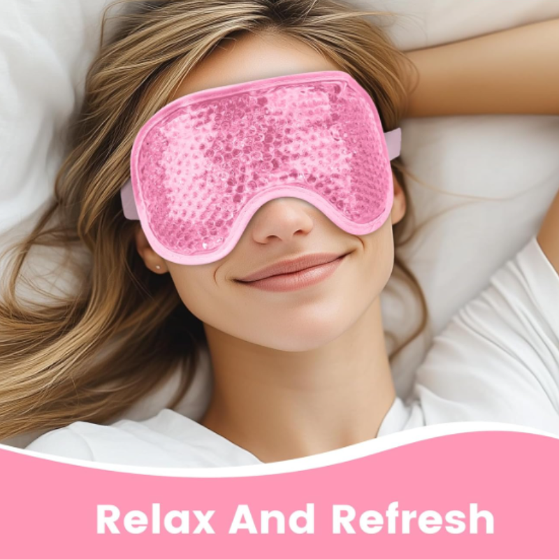 Cooling Gel Cold Eye Mask – Reusable Ice Pack with Soft Plush Backing for Puffy Eyes, Dark Circles, Migraine & Stress Relief (Random color-Pack of 1)