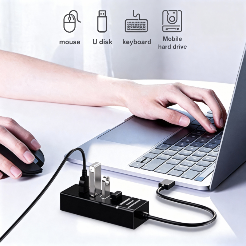 4-Port USB 3.0 Hub – High-Speed Multi USB Splitter with 50 cm Cable for Laptop, PC & Accessories