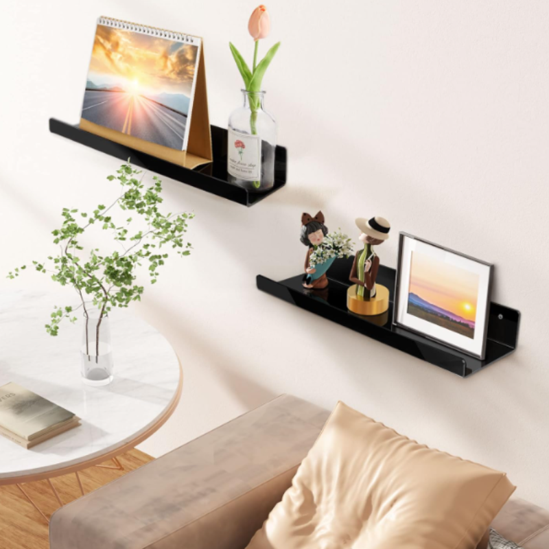 Acrylic Wall Mounted Shelf – Transparent Floating Storage Rack for Bathroom, Kitchen & Living Room (Pack of 2)