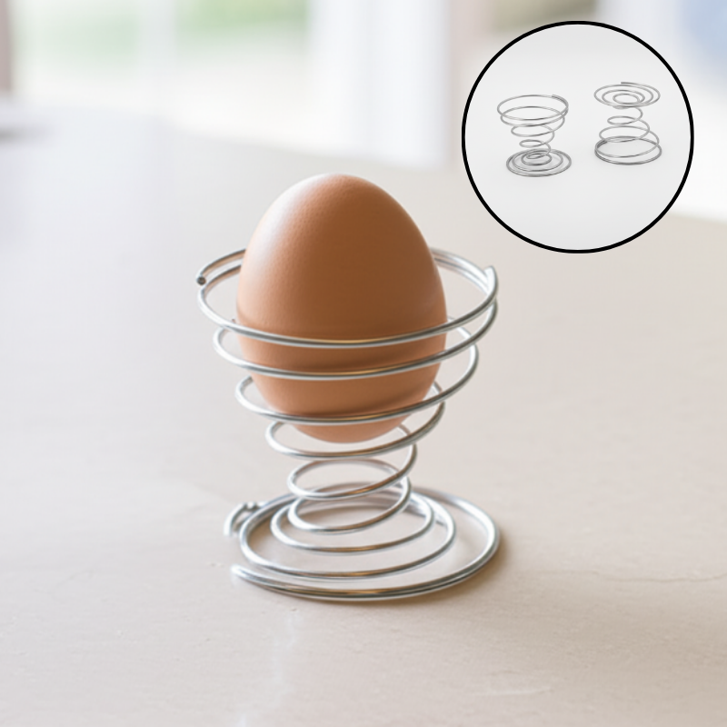 Spring Egg Cup Holders – Stainless Steel Egg Tray Stand for Boiled Eggs, Mini Wire Egg Holder for Home, Kitchen & Restaurant (Pack of 1)