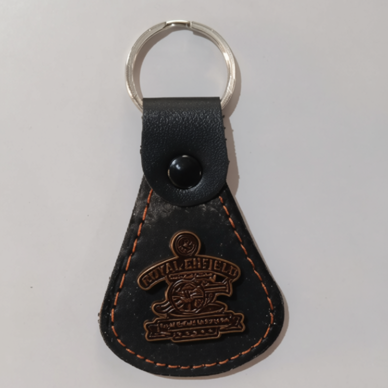 Premium Black Leather Royal Enfield Logo Key Holder / Keychain (Pack of 1)