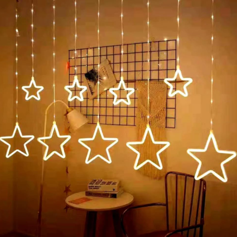 CozyGlow Neon Star String Lights – 5 Large + 4 Mini Stars | Vibrant LED Decorative Lights for Home, Bedroom & Parties