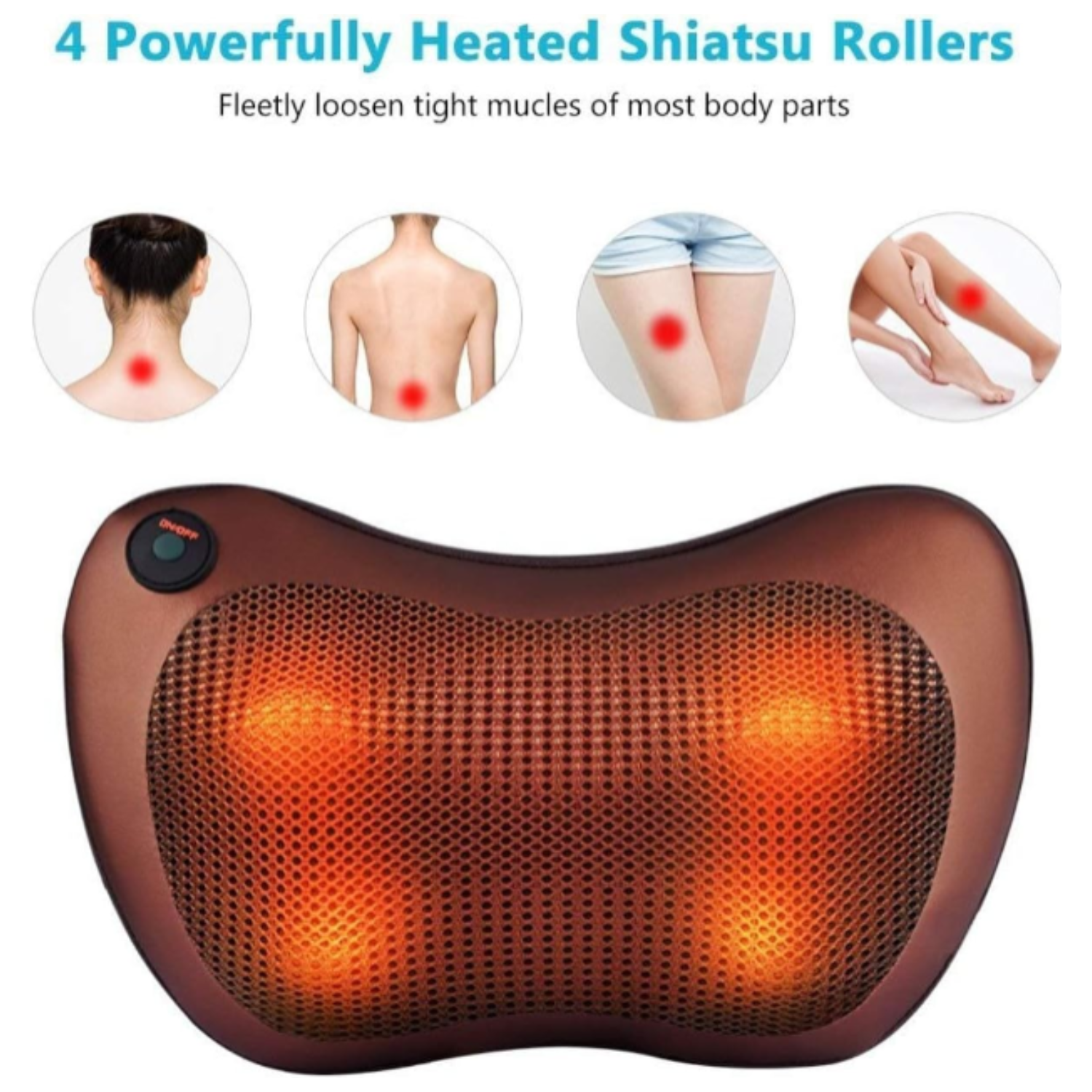 Car and Home Electric Neck, Back, and Shoulder Massager Pillow with Infrared Heating | Deep Tissue Kneading for Pain Relief
