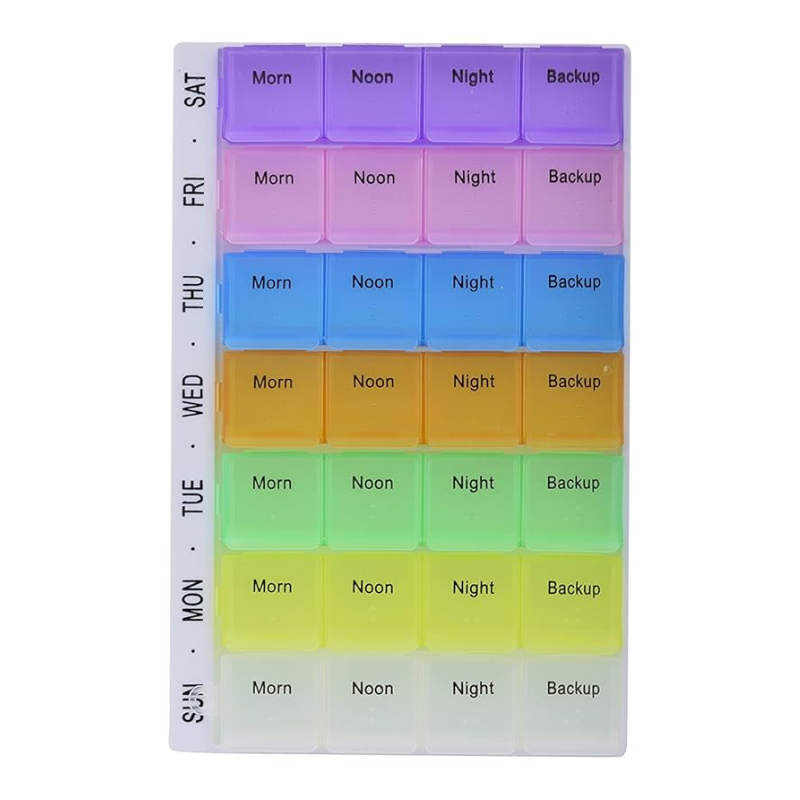 28 Grids Pill Medicine Box with Removable Tray – Weekly & Monthly Organizer for Vitamins, Tablets & Capsules