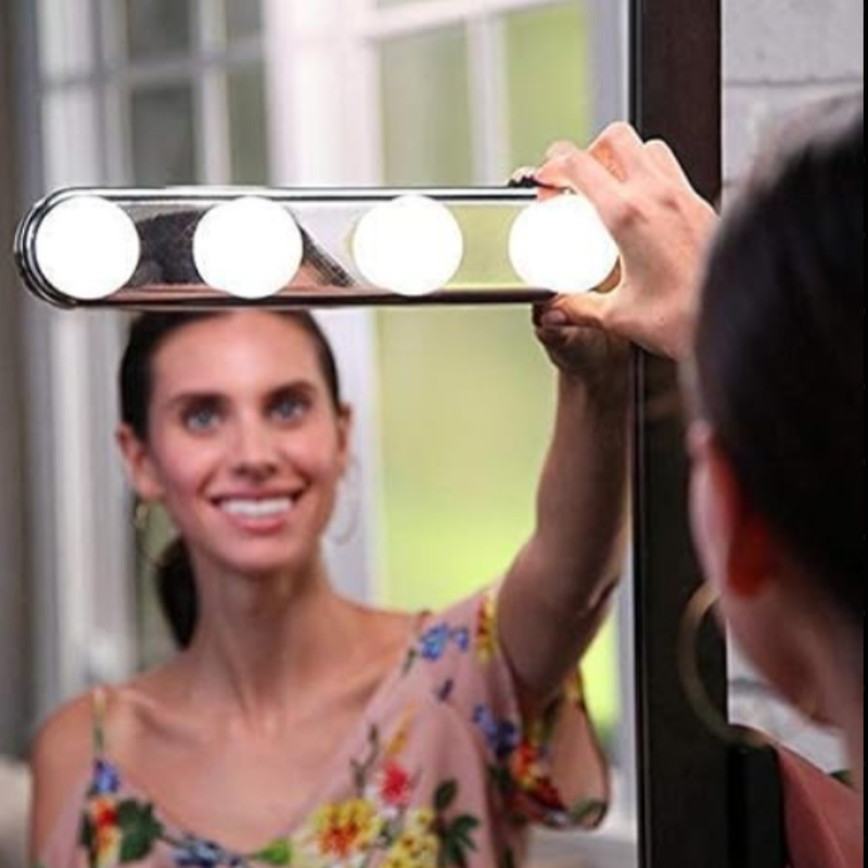 Battery Powered Makeup Light – Studio Glow Super Bright 4 LED Bulbs for Mirror & Vanity