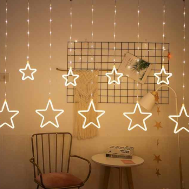 CozyGlow Neon Star String Lights – 5 Large + 4 Mini Stars | Vibrant LED Decorative Lights for Home, Bedroom & Parties