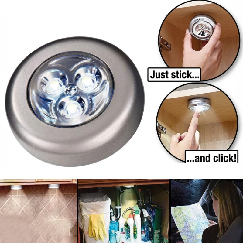 3 LED Under Cabinet White Light with Adhesive Sticker– Wireless Wall Lamp for Kitchen, Wardrobe & Staircase (Pack of 1)