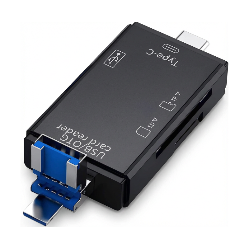 6-in-1 USB OTG Card Reader – Universal Multi Card Reader & USB Hub | Supports TF/SD Cards, USB Devices & OTG Connectivity