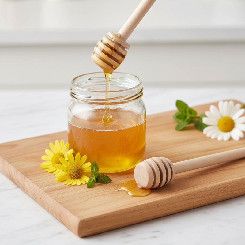 Mini Wooden Honey Stick – Natural Wooden Honey Dipper Stirrer for Honey, Tea & Beverages (Pack of 1)