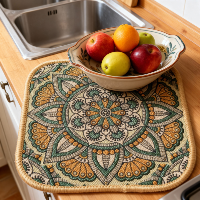 Square Table Placemats (Pack of 2) – Washable, Heat-Resistant & Non-Slip Mats for Center Table, Side Table, Cups, Glasses, Soup Bowls & Tea Kettles