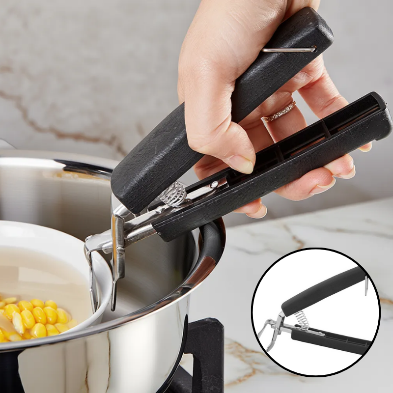 Lightweight Anti-Hot Pot & Pan Bowl Gripper – Heat-Resistant Clip Lifter for Hot Dishes, Containers & Cookware | Plastic & Steel Kitchen Tongs