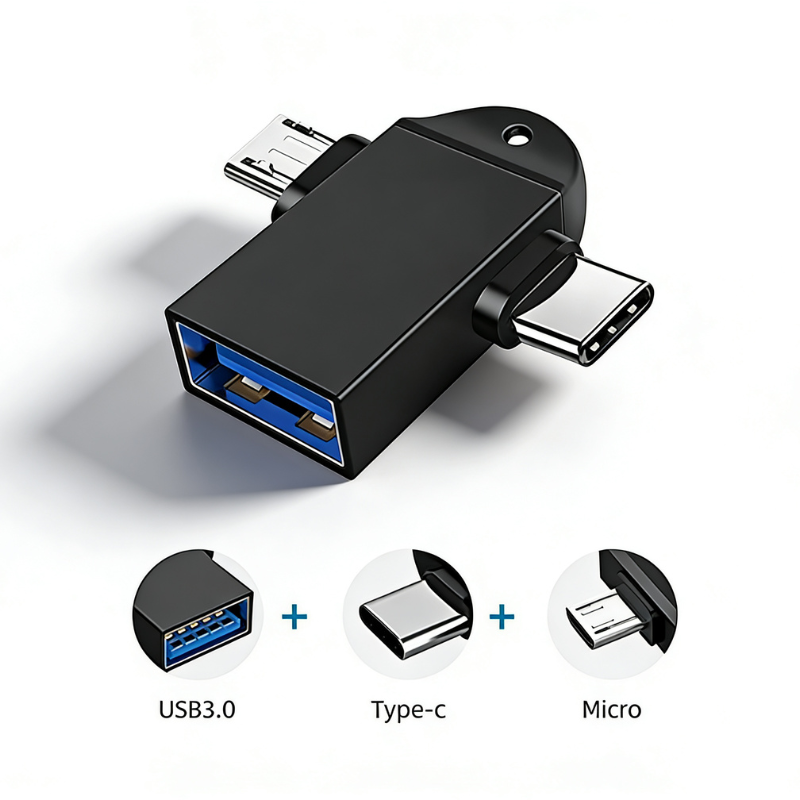 2-in-1 Micro USB & Type-C OTG Adapter – Universal OTG Connector for Fast File/Data Transfer Between Smartphones, Tablets, Computers, Pen Drives & Hard Disks