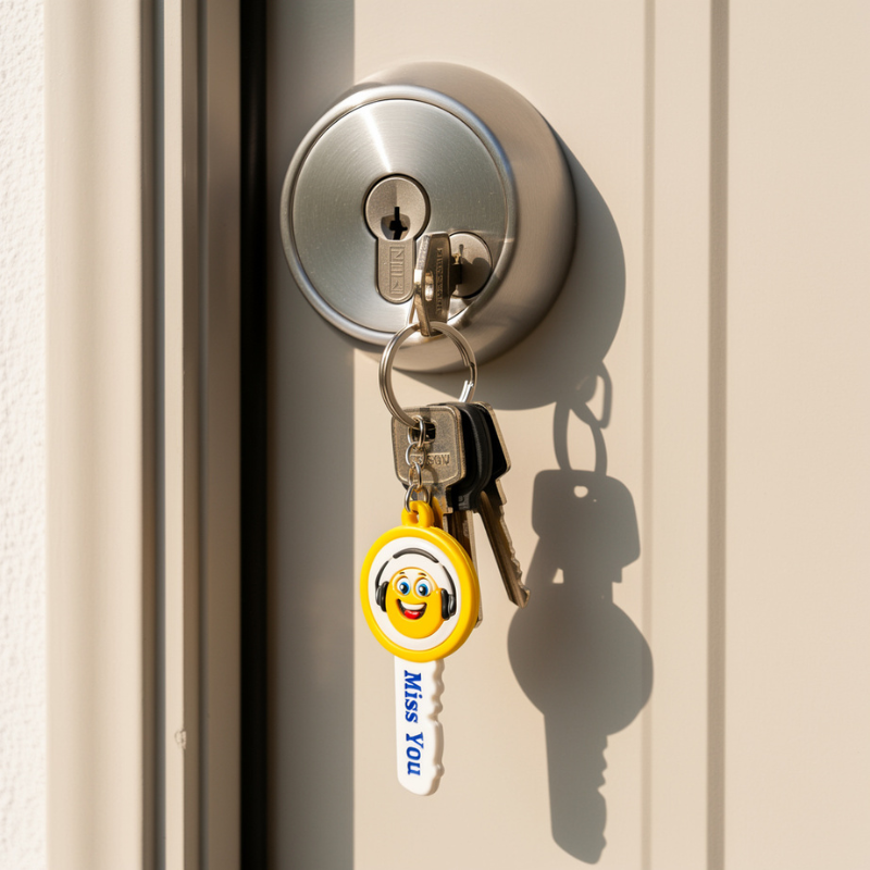 6 Pcs Key Shape Smiley Emoji Keychain – Cute Emoji Face Key Ring for Bags & Keys (Random smiley)