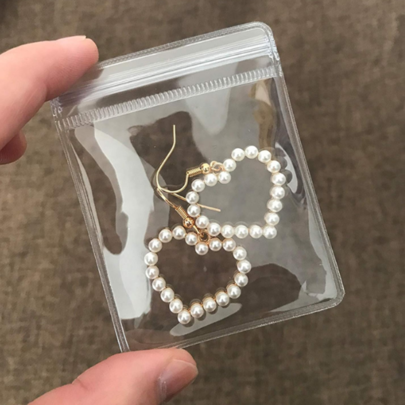 10 Pcs Transparent Jewelry Bags – Small Plastic Storage Pouches (6 × 8 cm)