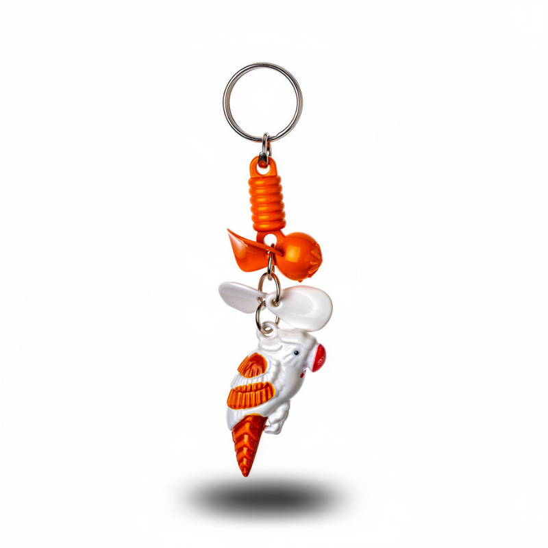 12 Pcs Cute Bird Keychain – White & Orange Bird Charm Key Ring for Keys, Bags & Gifts