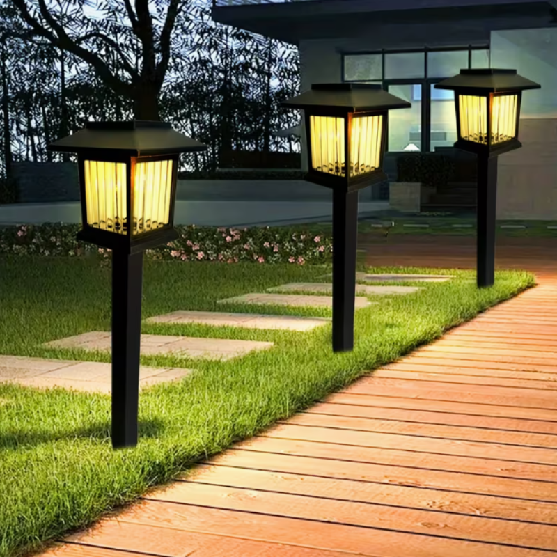 2 Pcs Square Warm White Solar Pathway Lights – Waterproof Outdoor Garden & Walkway Lights
