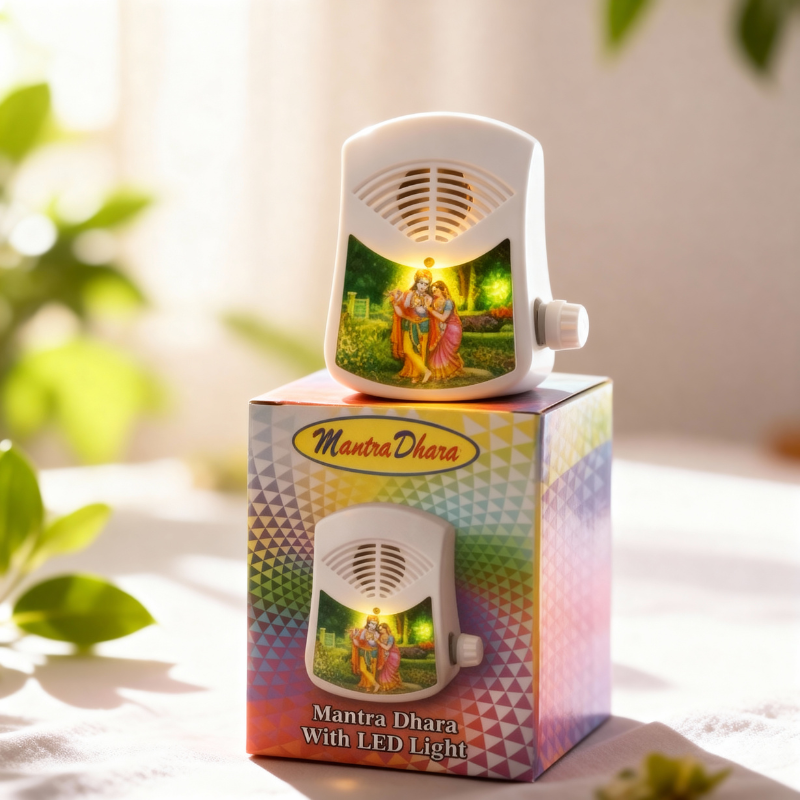 Mantra Dhara 22-in-1 Plug-n-Play Mantra Machine with LED Light – Spiritual Chanting Box for Home, Office & Temple
