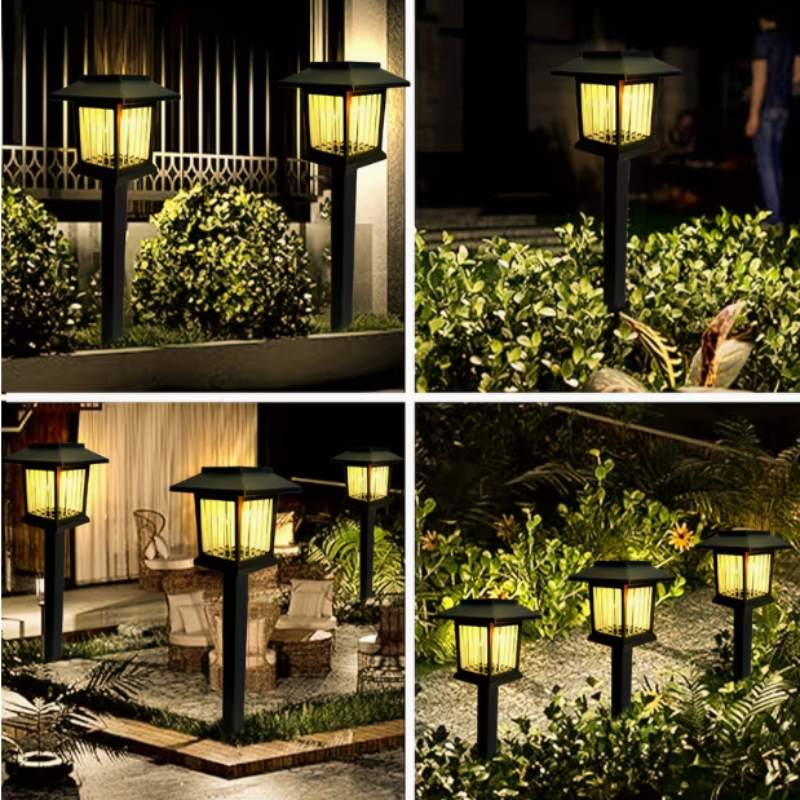 2 Pcs Square Warm White Solar Pathway Lights – Waterproof Outdoor Garden & Walkway Lights