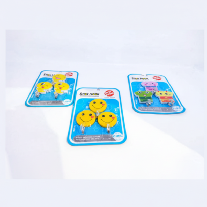 3 Pcs Cute Self Adhesive Sticky Hooks – Random Prints Wall Hooks for Keys, Towels & Home Organization
