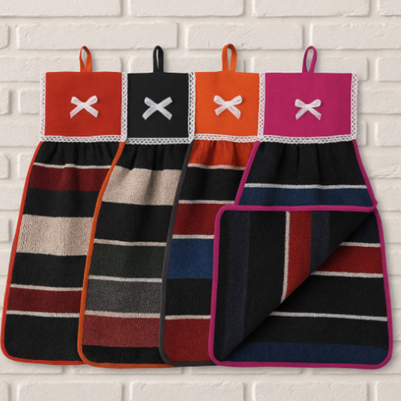 Washbasin Napkin Towel with Tie Bow – Hanging Kitchen Hand Towel (Random color-Pack of 1)