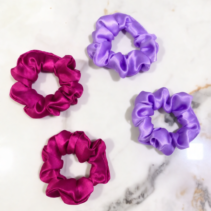 Satin Hair Scrunchies – Soft Hair Scrunchies for Women & Girls(Small Size Random Colors-Pack of 2)