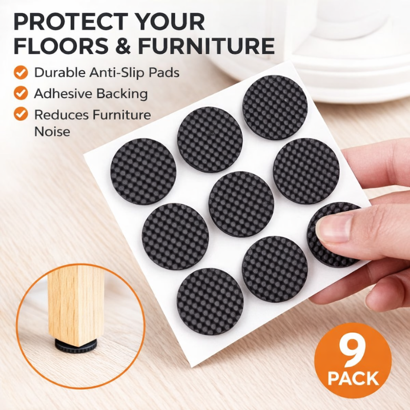 Self-Adhesive Anti-Slip Round Rubber Pads – Furniture Floor Protectors for Sofa, Bed, Dining Table, Chairs | Noise & Scratch Insulation Pads