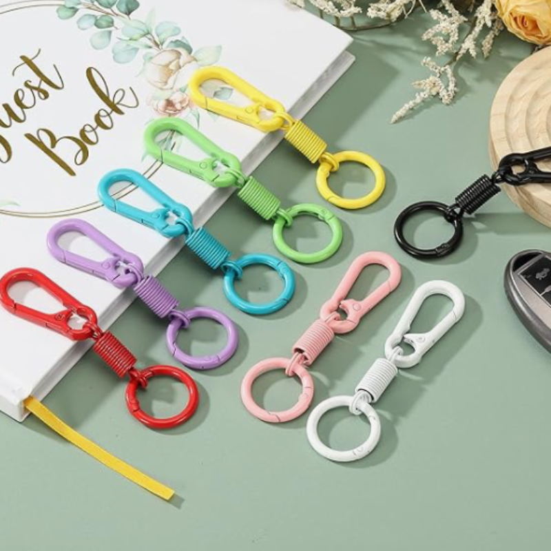 Finger Ring Keychain – Metal Split Key Rings for Keys, Crafts & DIY Projects (Random color-Pack of 3)