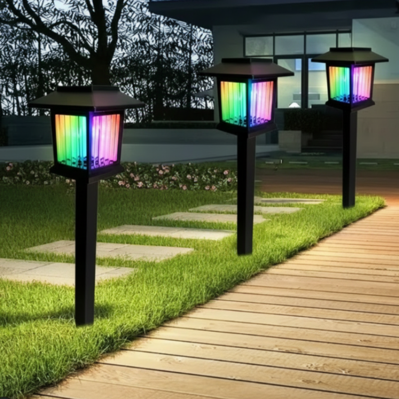2 Pcs Square RGB Solar Pathway Lights – Color Changing Outdoor Garden & Walkway Lights