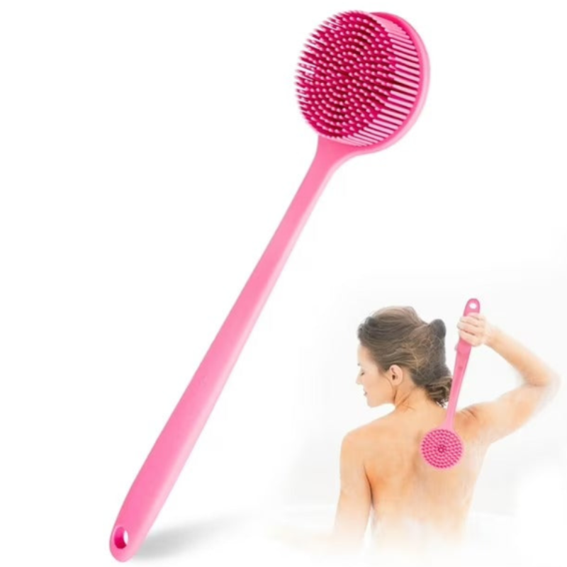 2-in-1 Silicone Body & Back Scrub Brush – Soft Bristles with Long Handle for Shower, Bath & Exfoliation (Pack of 1)