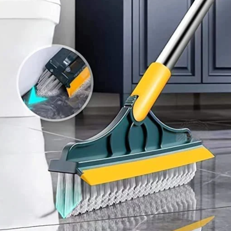 2 in 1 Tiles Cleaning Brush with Long Handle & Scraper – Multi-Purpose Floor & Wall Cleaning Tool
