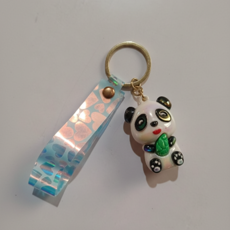 1 Pcs Cute Panda Keychain with Strap – Adorable Panda Bag Charm, Backpack & Key Accessory for Kids & Teens
