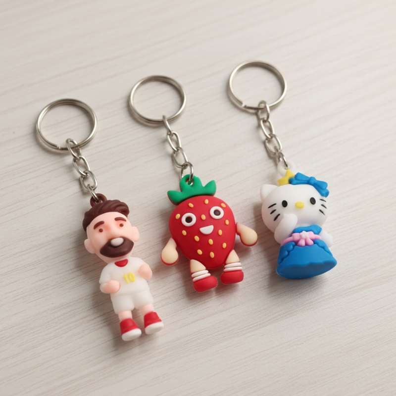 12 Pcs Cartoon Keychains – Soft Rubber Mini Character Keyrings, Fun Bag & Backpack Accessories for Kids & Teens