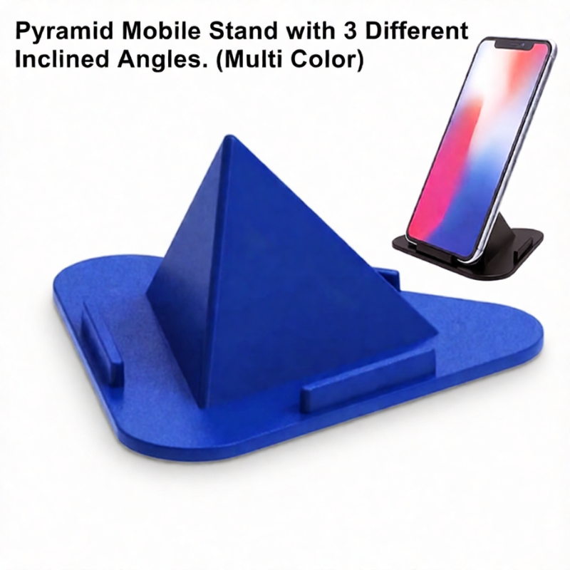 Pyramid 3-Side Mobile Holder – Stable Phone Stand for Desk, Table & Bed (Random Color- Pack of 1)