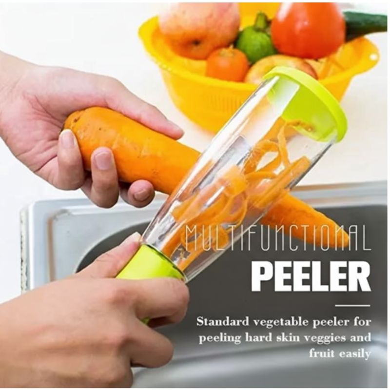 Smart Vegetable Peeler with Container – Stainless Steel Blade Fruit Peeler with Built-In ABS Storage Box for Easy Peeling & Kitchen Prep