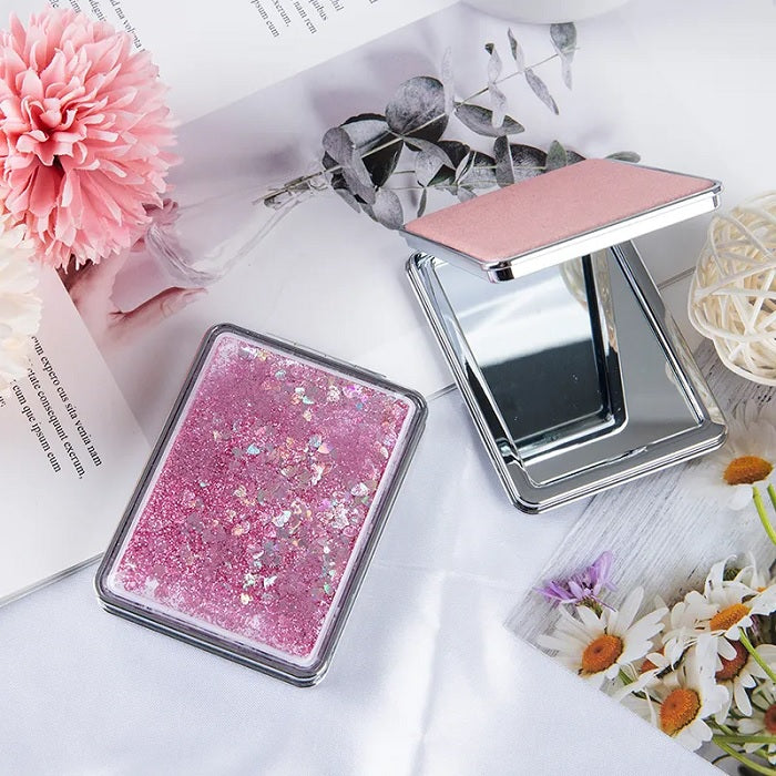 Flowing Sand Mini Mirror - Travel Mirror with Unique Design ( Pack of 1 )