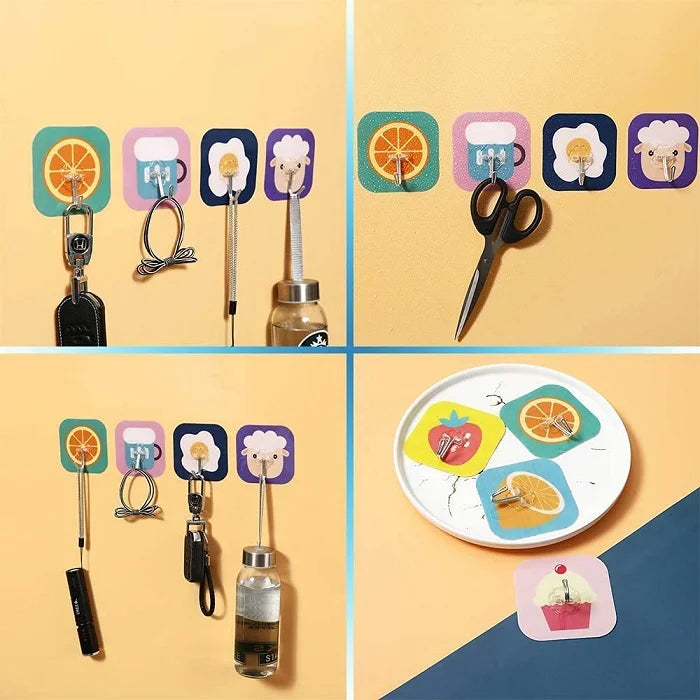10 Pcs Square Mix Print Self Adhesive Hook