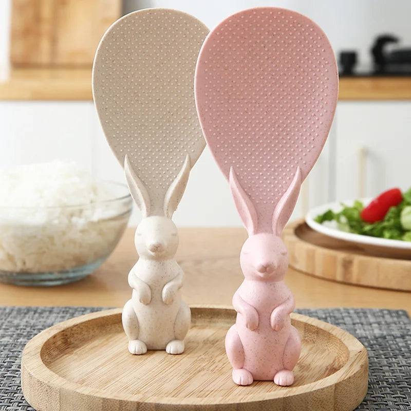 Plastic Rice Serving Scoop – Rabbit Handle Non-Stick Rice Shovel for Kitchen (Pack of 1)