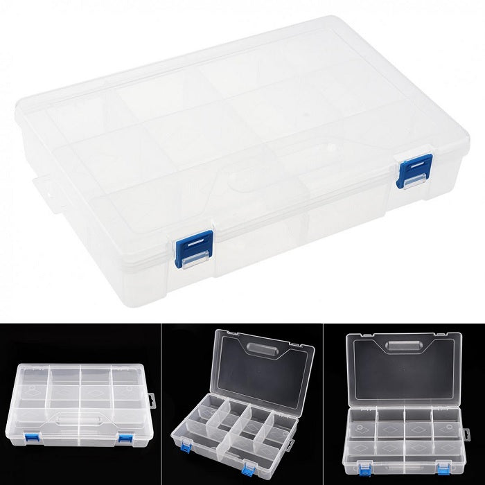 10-Grid Large Capacity Transparent Plastic Storage Box – Organizer for Jewelry, Accessories, and Small Items (Pack of 1)
